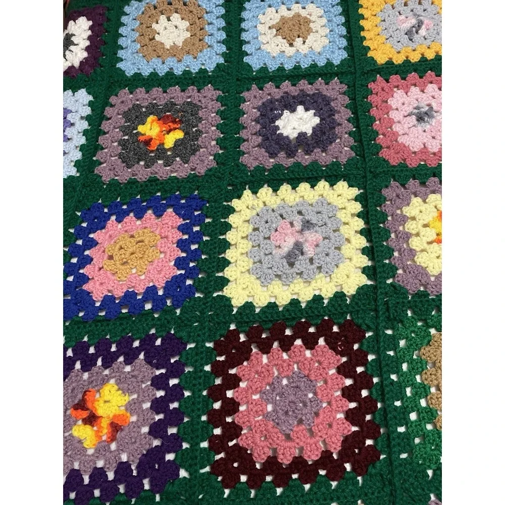 Handmade Vintage Granny‎ Square Afghan  Queen Size 71